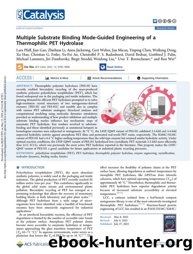 Multiple Substrate Binding Mode-Guided Engineering of a Thermophilic PET Hydrolase by unknow