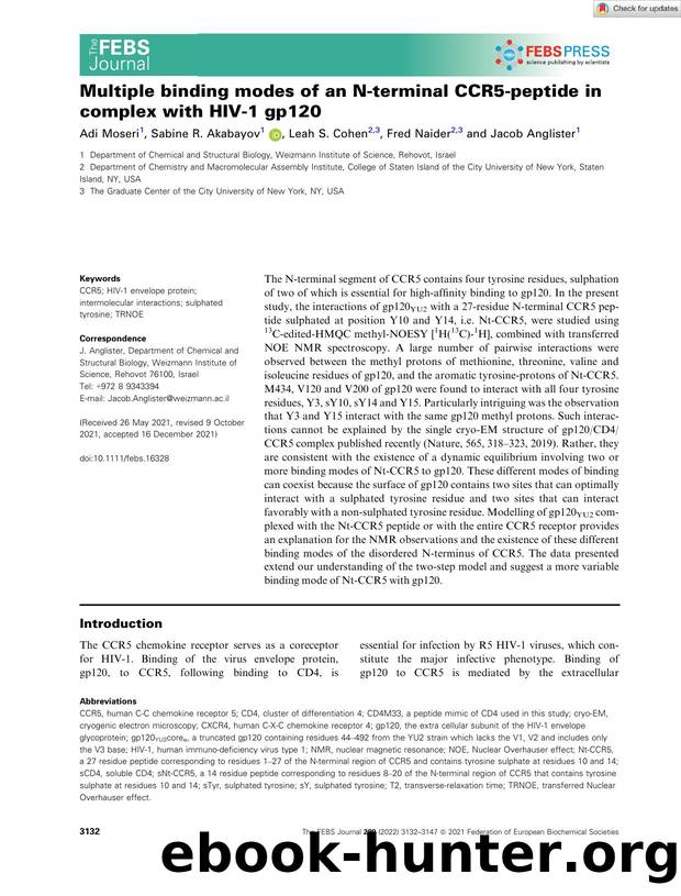 Multiple binding modes of an Nâterminal CCR5âpeptide in complex with HIVâ1 gp120 by Unknown