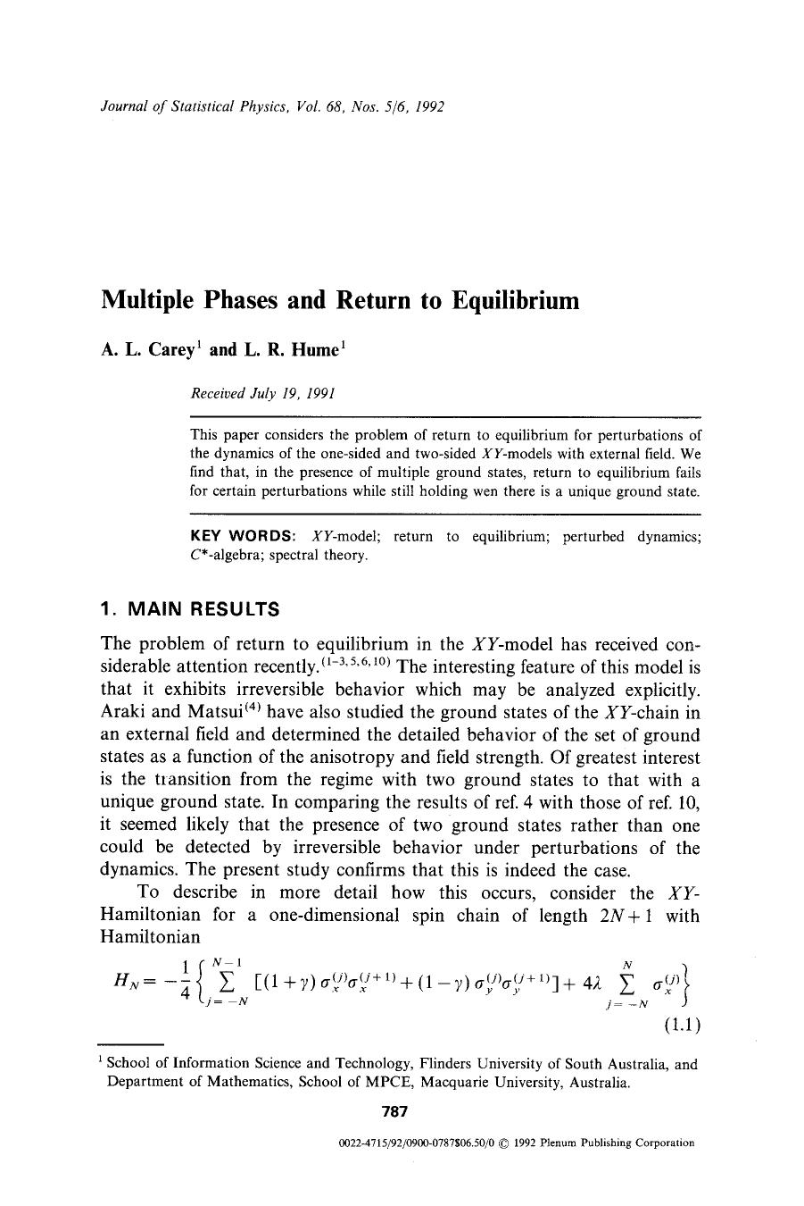 Multiple phases and return to equilibrium by Unknown
