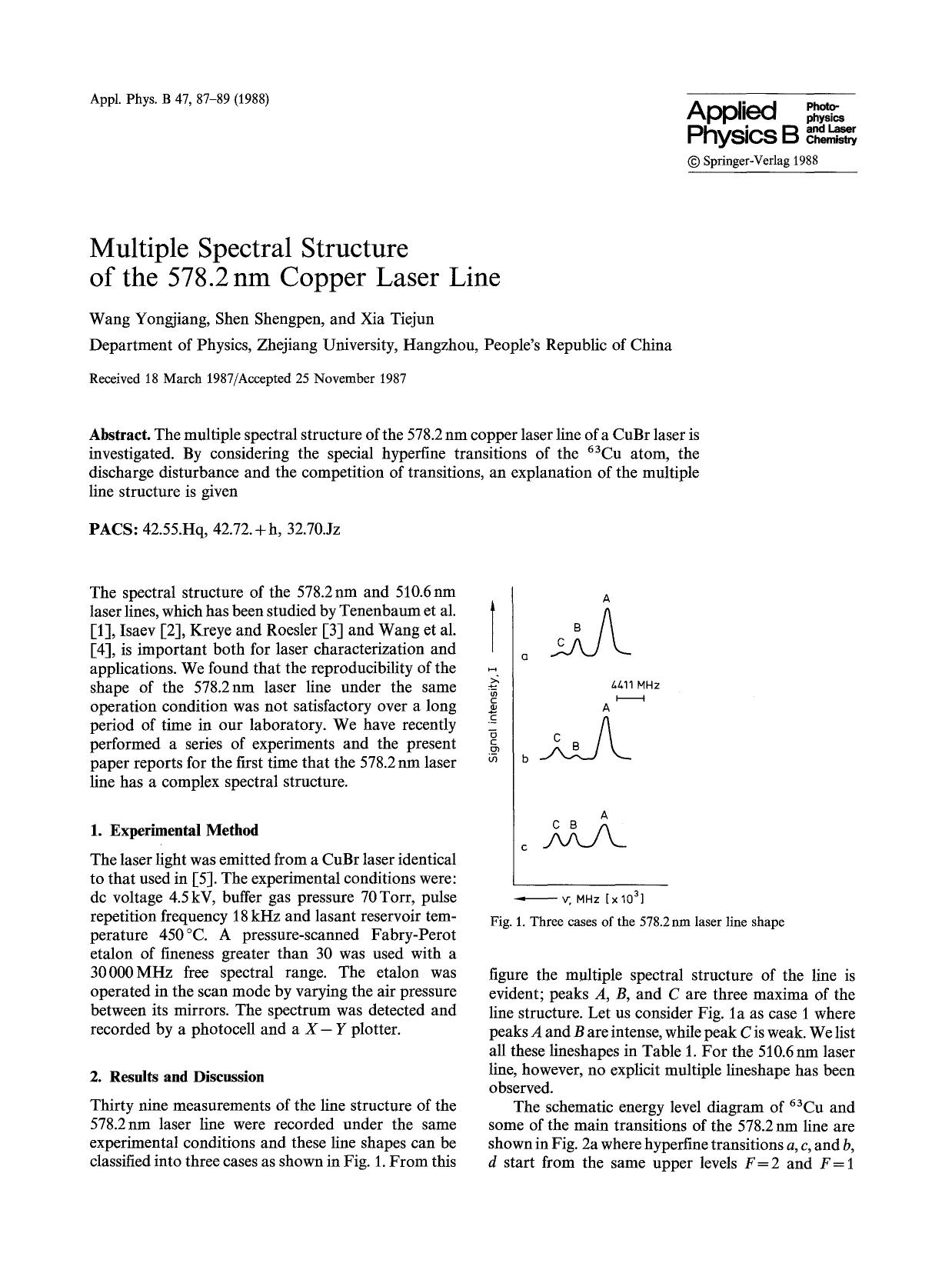 Multiple spectral structure of the 578.2 nm copper laser line by unknow