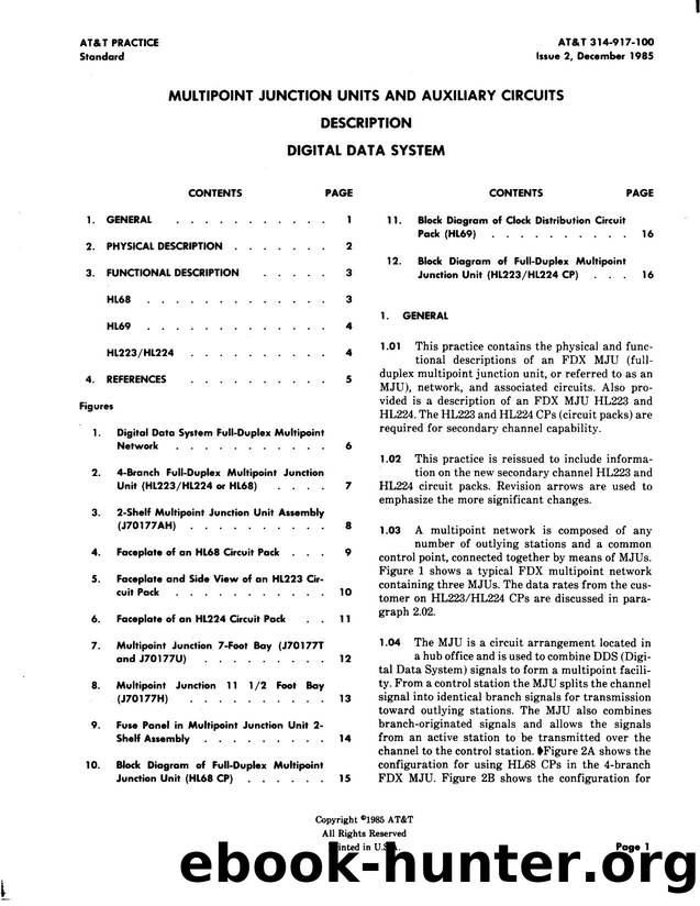 Multipoint Junction Units and Auxiliary Circuits Description Digital Data System by AT&&T