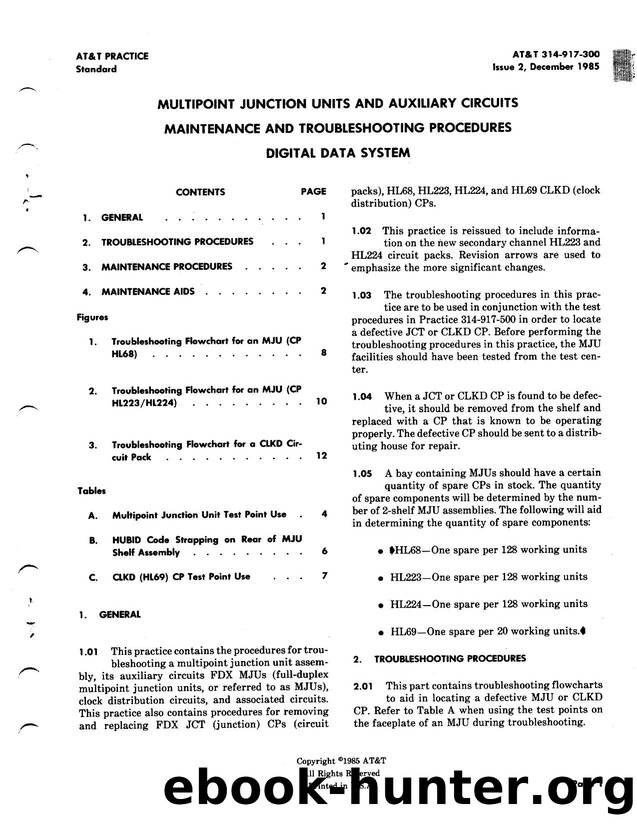 Multipoint Junction Units and Auxiliary Circuits Maintenance and Troubleshooting Procedures Digital Data System by AT&&T |