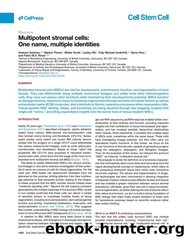 Multipotent stromal cells: One name, multiple identities by unknow
