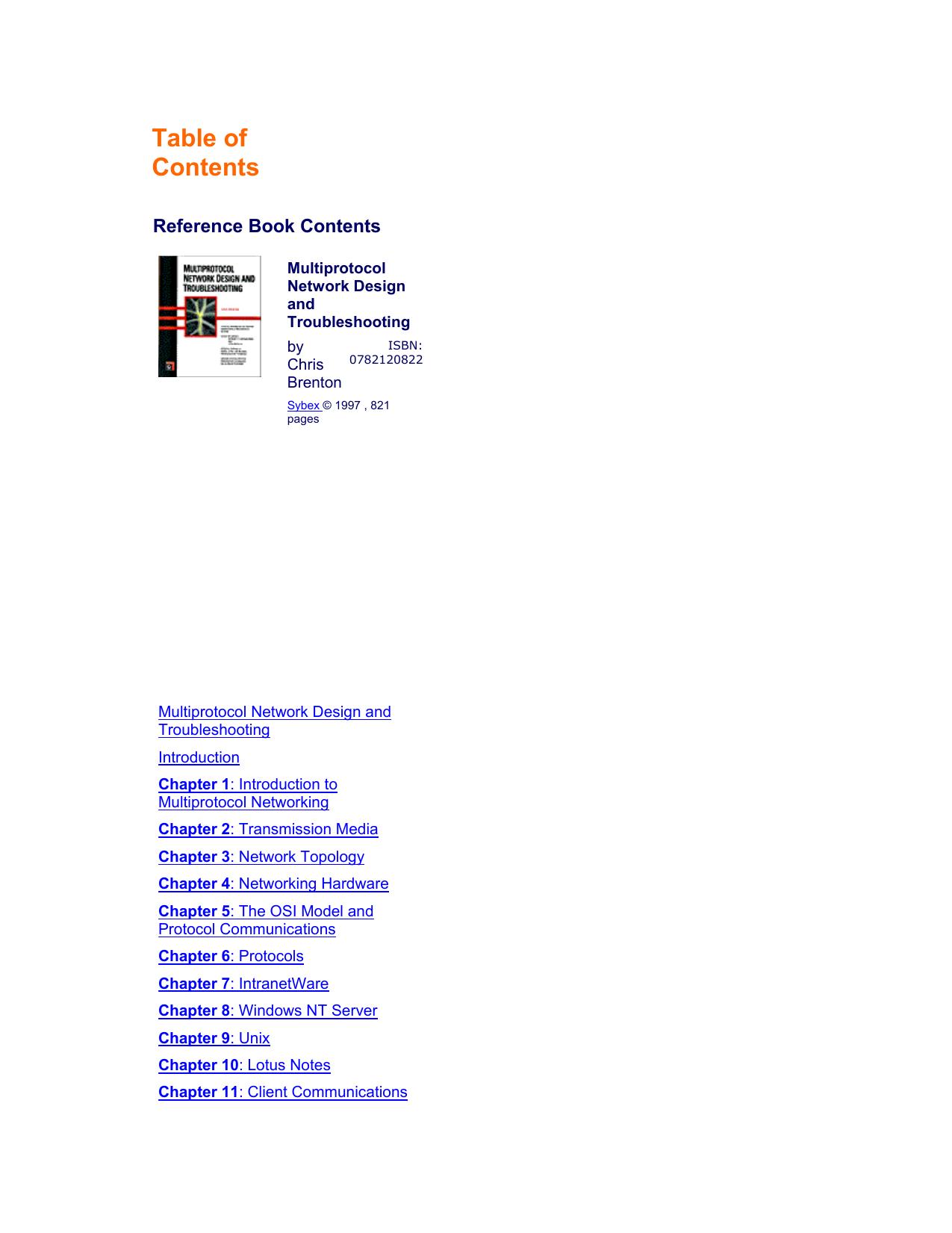 Multiprotocol Network Design and Troubleshooting by Chris Brenton