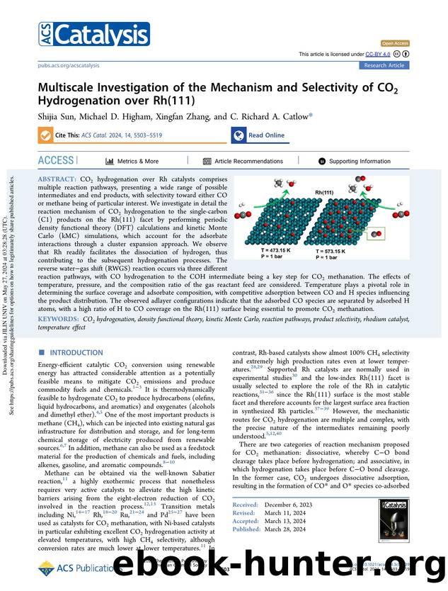 Multiscale Investigation of the Mechanism and Selectivity of CO2 Hydrogenation over Rh(111) by Shijia Sun Michael D. Higham Xingfan Zhang & C. Richard A. Catlow