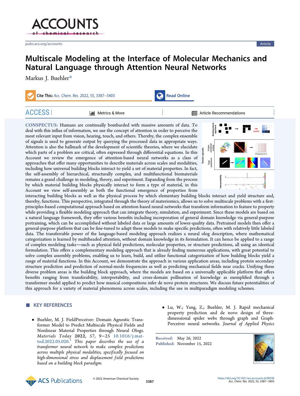 Multiscale Modeling at the Interface of Molecular Mechanics and Natural Language through Attention Neural Networks by Markus J. Buehler