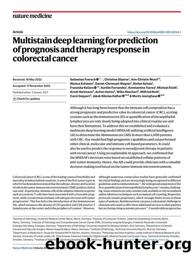 Multistain deep learning for prediction of prognosis and therapy response in colorectal cancer by unknow