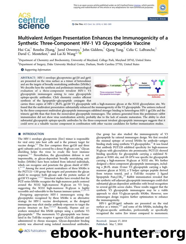 Multivalent Antigen Presentation Enhances the Immunogenicity of a Synthetic Three-Component HIVâ1 V3 Glycopeptide Vaccine by unknow