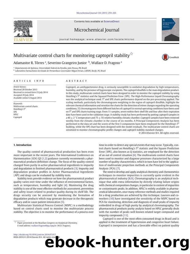 Multivariate control charts for monitoring captopril stability by Adamastor R. Tôrres & Severino Grangeiro Junior & Wallace D. Fragoso