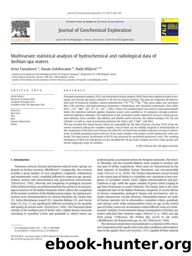 Multivariate statistical analysis of hydrochemical and radiological data of Serbian spa waters by Irena Tanasković & Dusan Golobocanin & Nada Miljević
