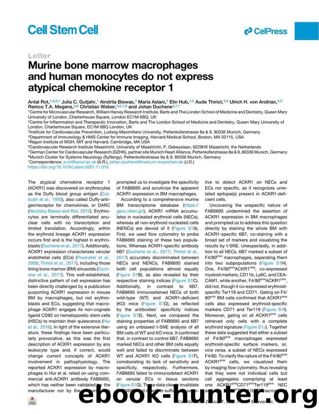 Murine bone marrow macrophages and human monocytes do not express atypical chemokine receptor 1 by unknow