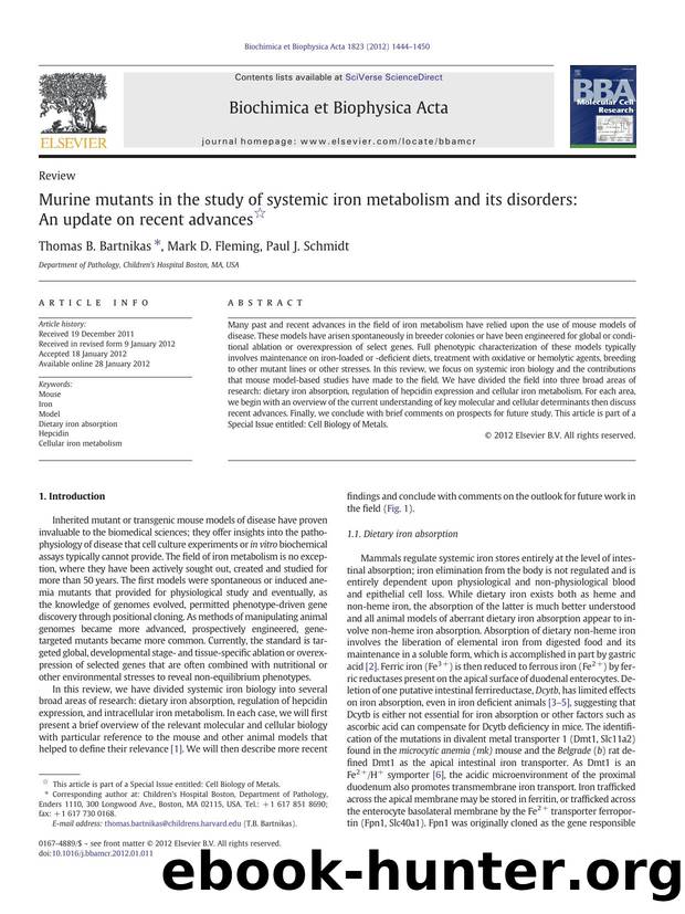 Murine mutants in the study of systemic iron metabolism and its disorders: An update on recent advances by Thomas B. Bartnikas & Mark D. Fleming & Paul J. Schmidt