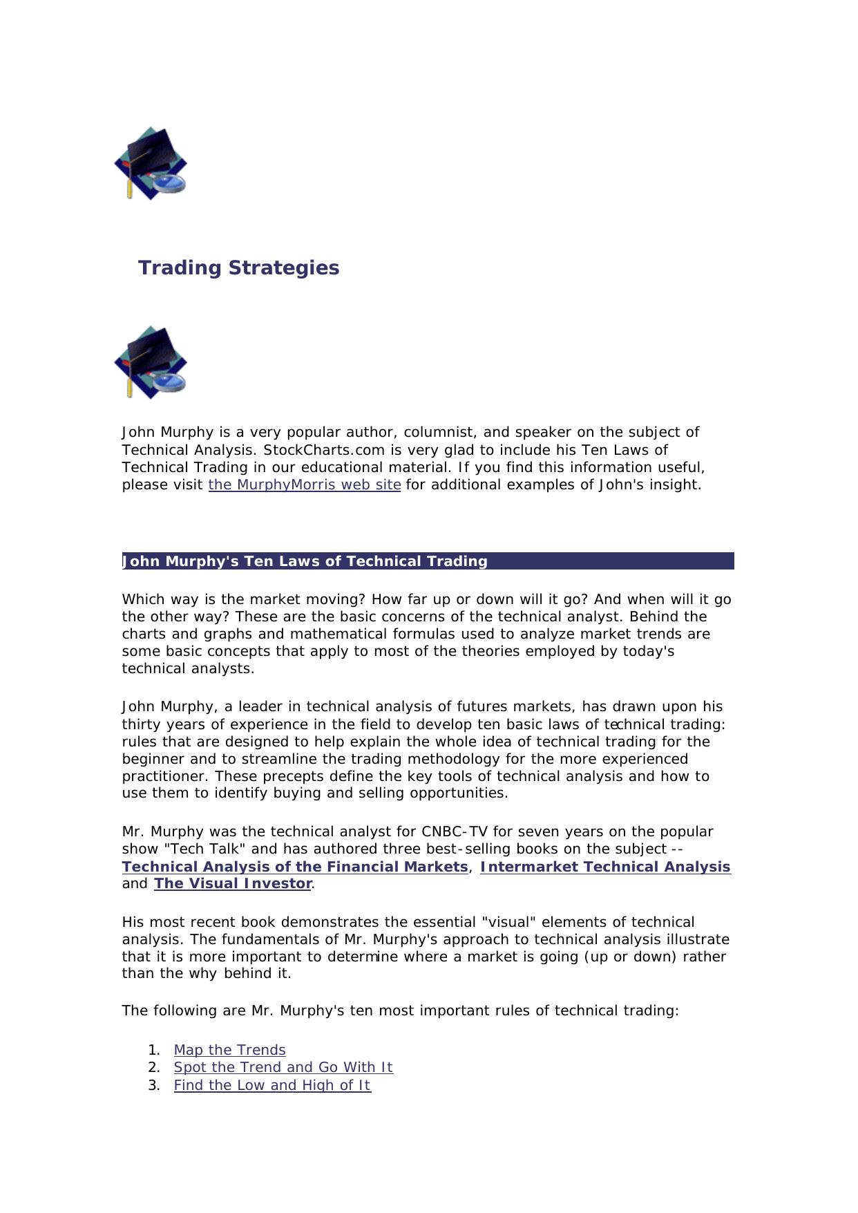 Murphy, John J. by John Murphy's Ten Laws of Technical Trading