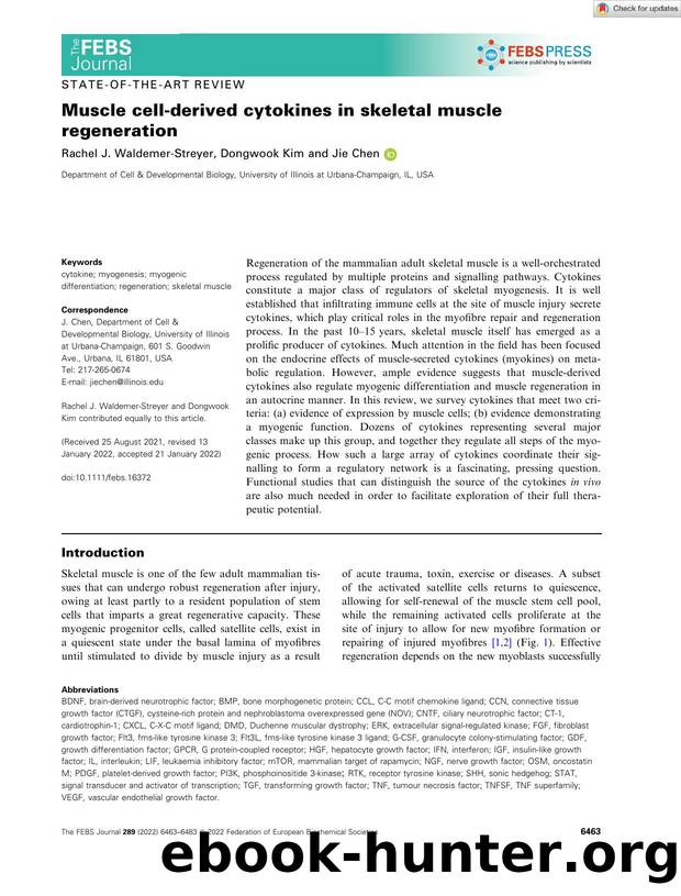 Muscle cellâderived cytokines in skeletal muscle regeneration by Unknown