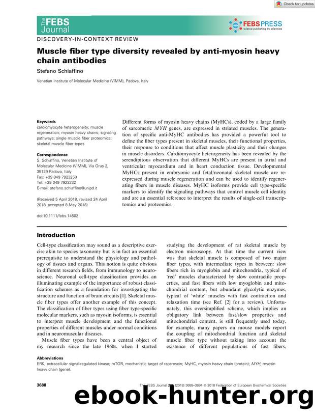 Muscle fiber type diversity revealed by antiâmyosin heavy chain antibodies by Unknown