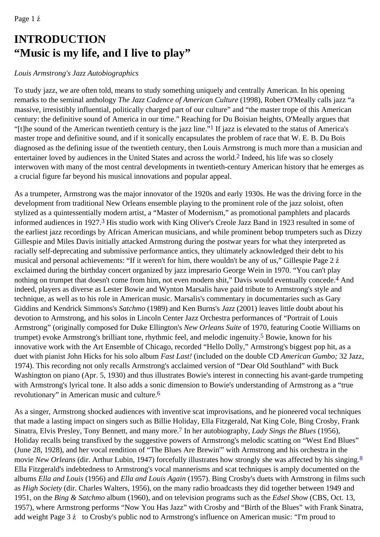 Music Is My Life: Louis Armstrong, Autobiography, and American Jazz by coll