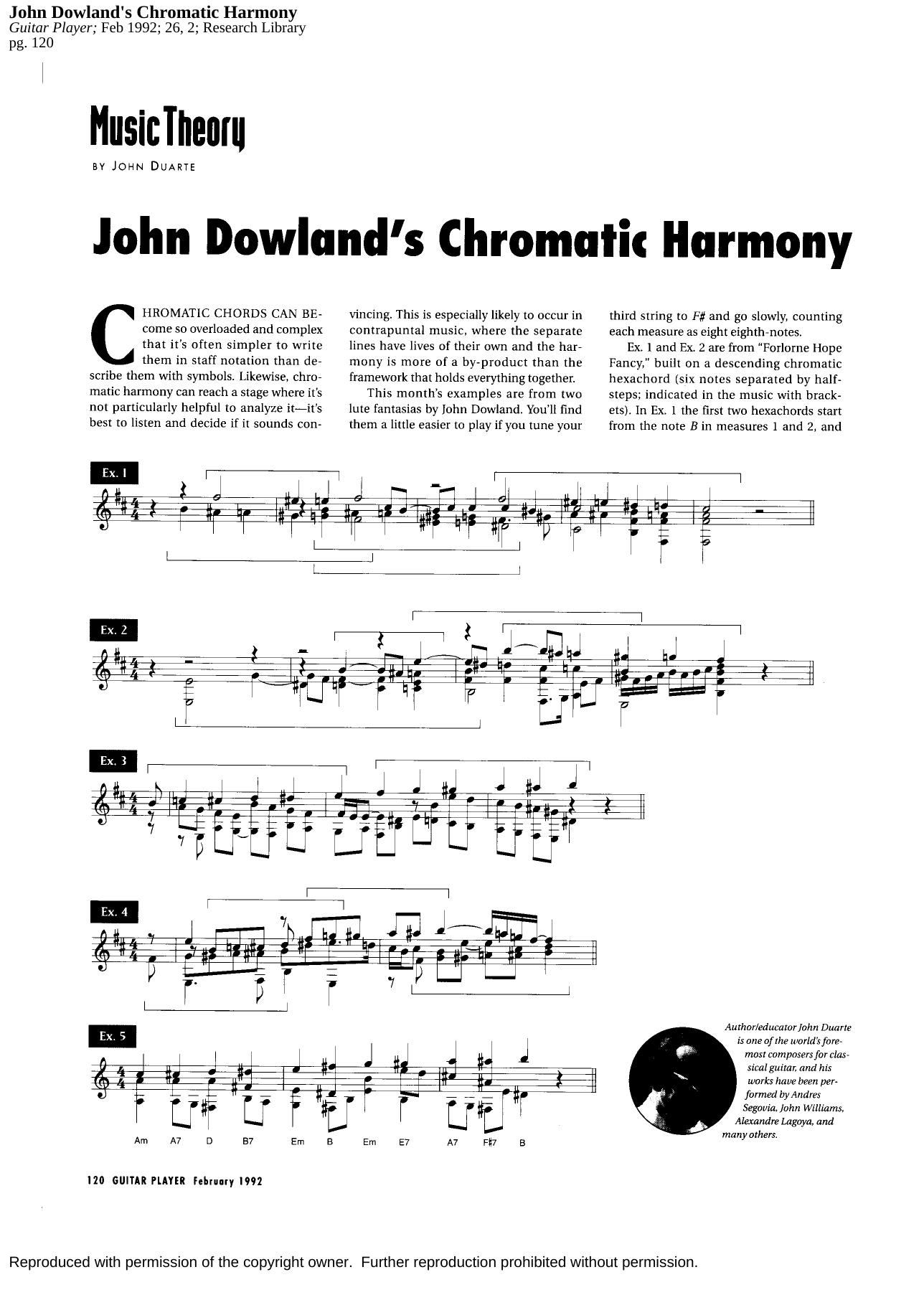 Music Theory by John Dowlands Chromatic Harmony (John Duarte)