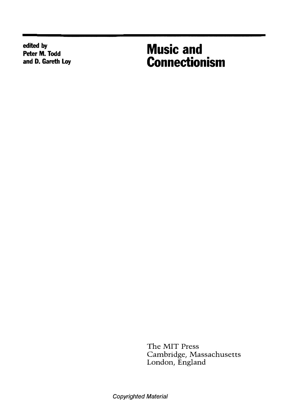 Music and Connectionism by Peter M. Todd D. Gareth Loy
