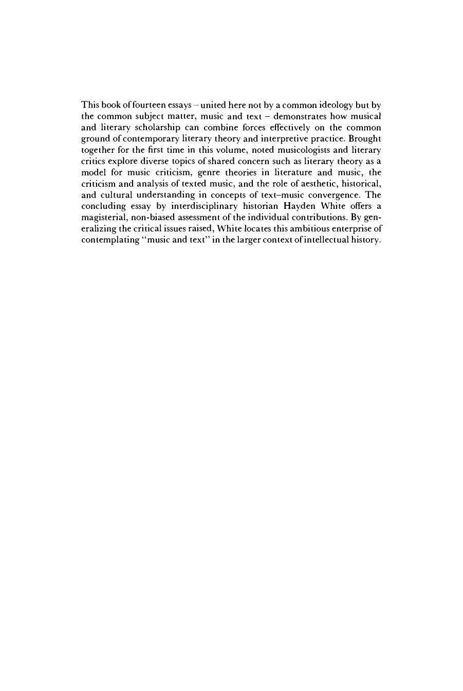 Music and Text: Critical Inquiries by Steven Paul Scher