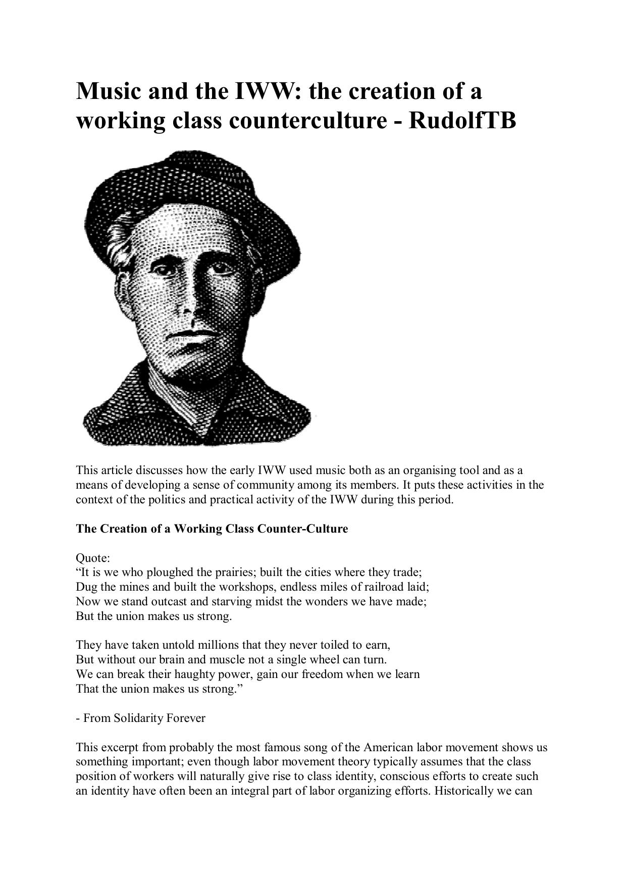 Music and the IWW the creation of a working class counterculture by RudolfTB