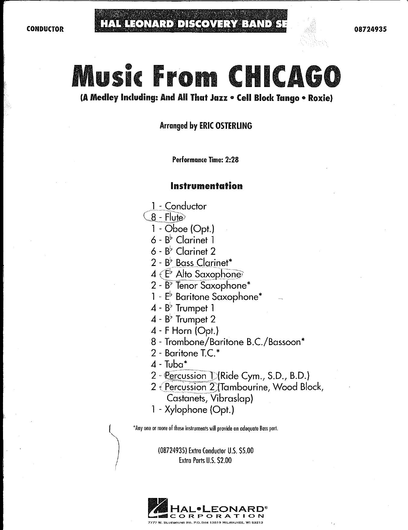 Music from Chicago by Osterling Eric (arr.)