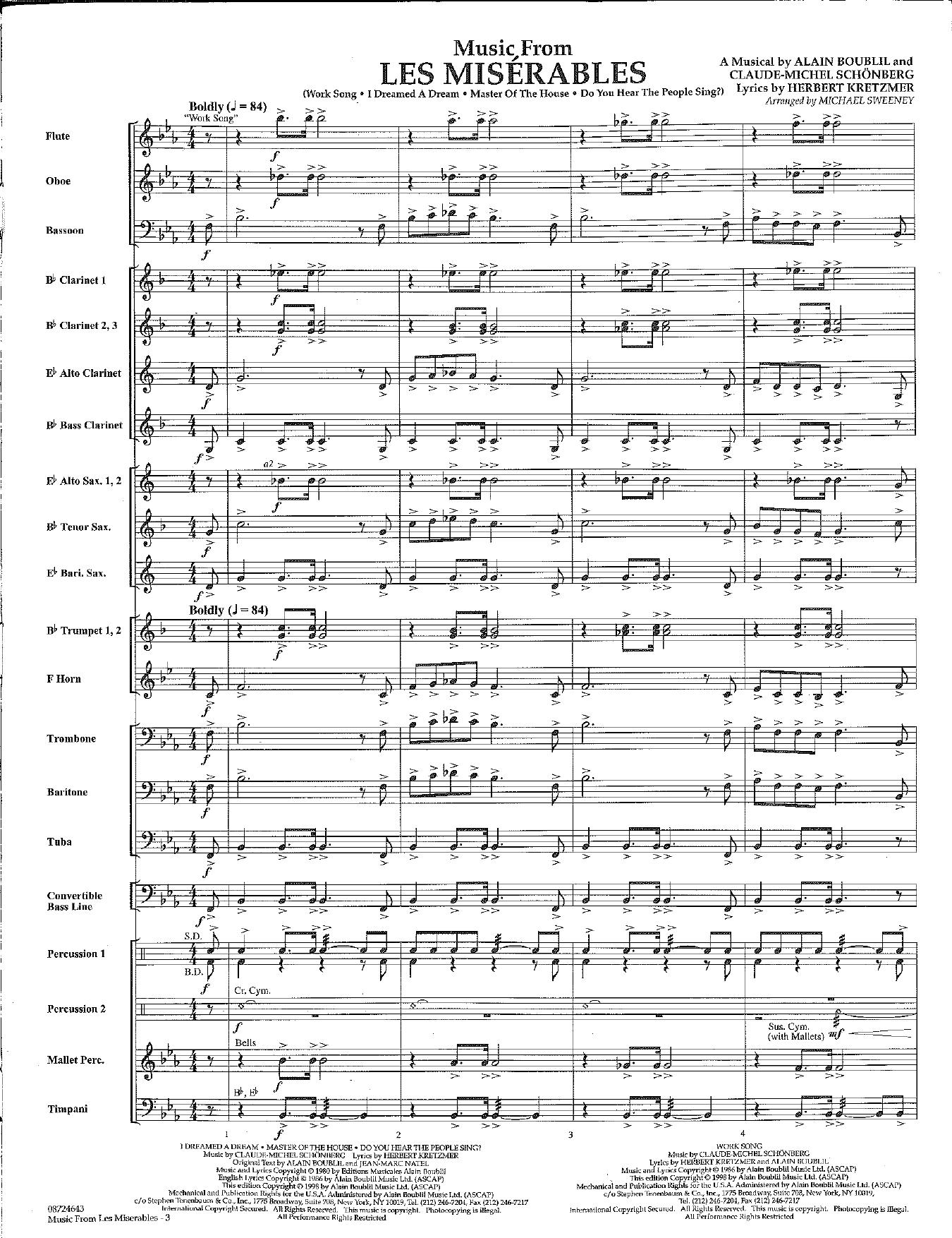 Music from Les Miserables by Sweeney Michael (arr.)