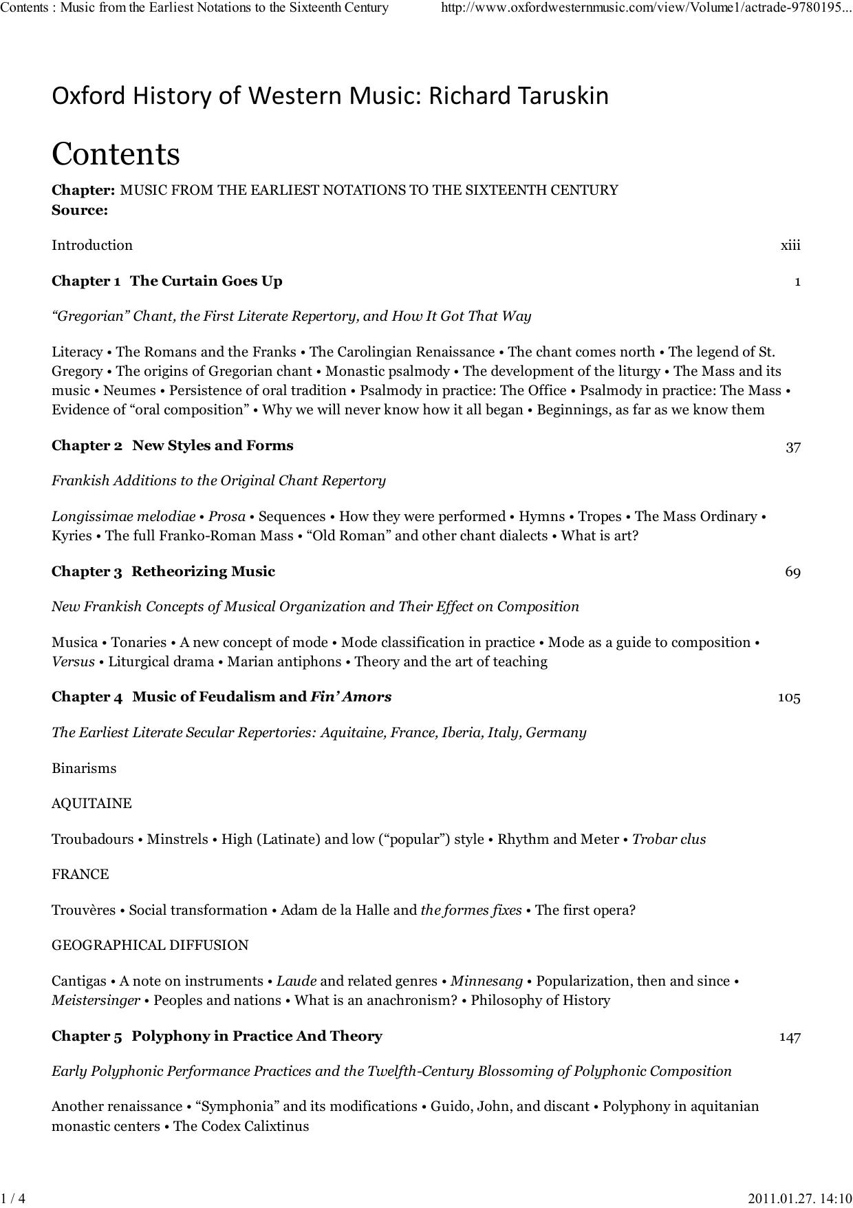 Music from the Earliest Notations to the Sixteenth Century by Richard Taruskin