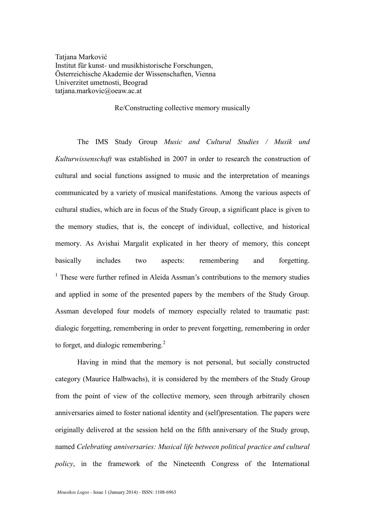 Music in the First Modern Olympiad in Athens in 1896: cultural and social trends by ACHARK