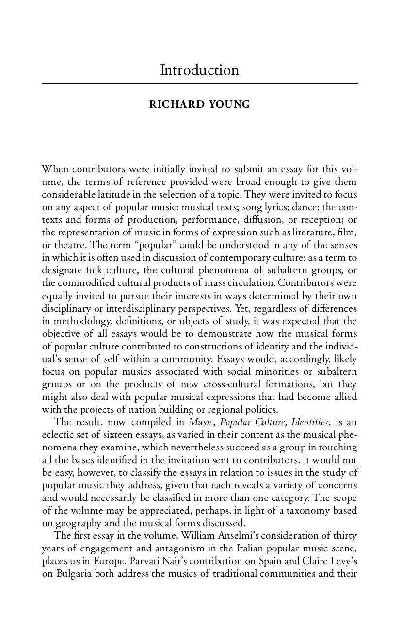 Music, Popular Culture, Identities by Richard Young