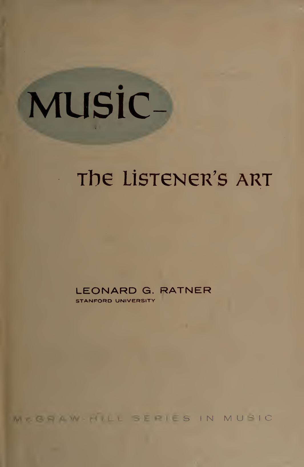 Music, the Listener's Art by Leonard G. Ratner