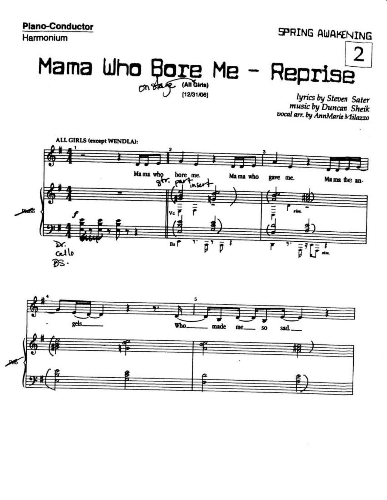 Musical - Spring Awakening - Mama Who Bore Me by Stephan Huck