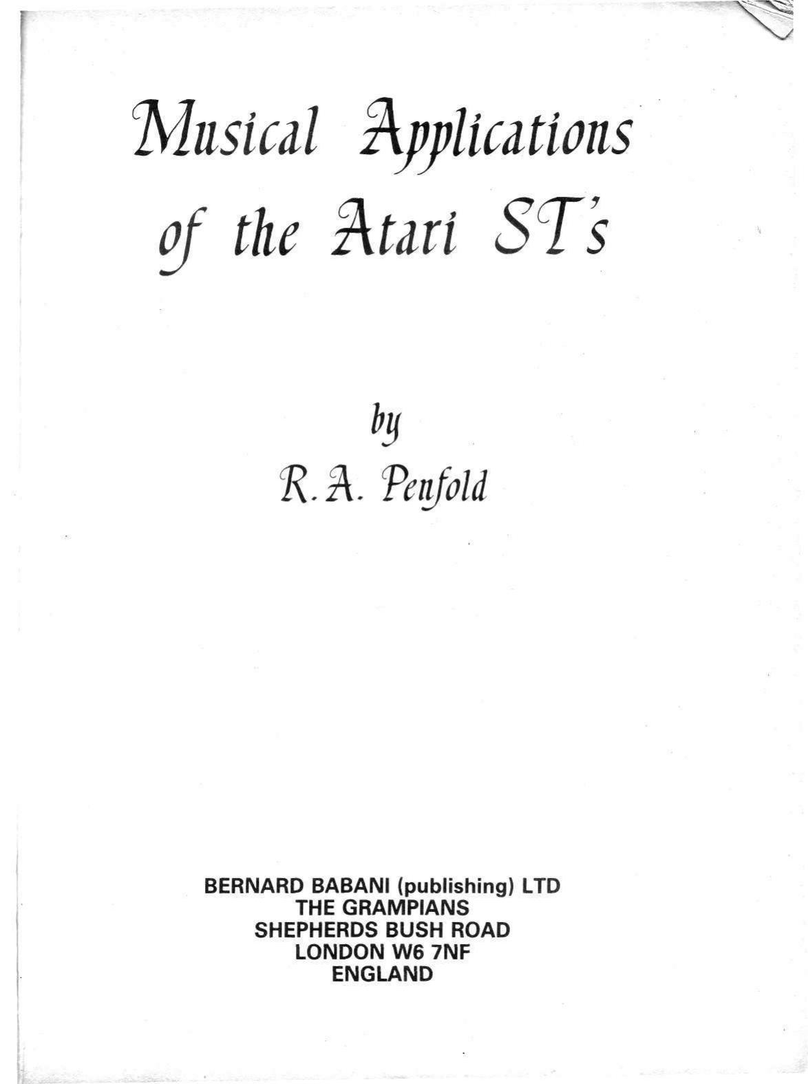 Musical Applications of the Atari ST by Unknown