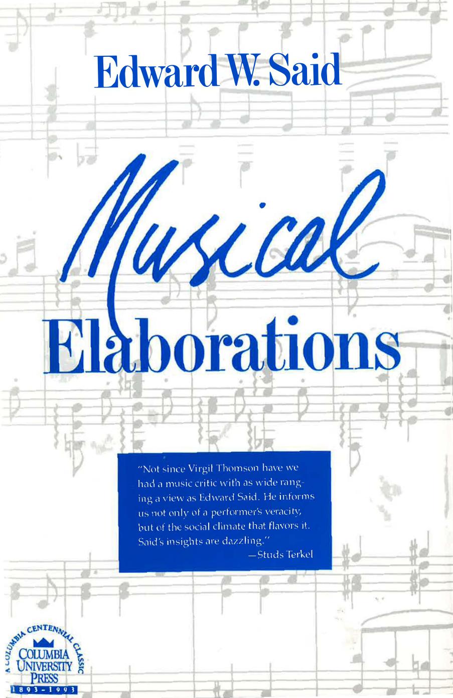 Musical Elaborations by Edward W. Said
