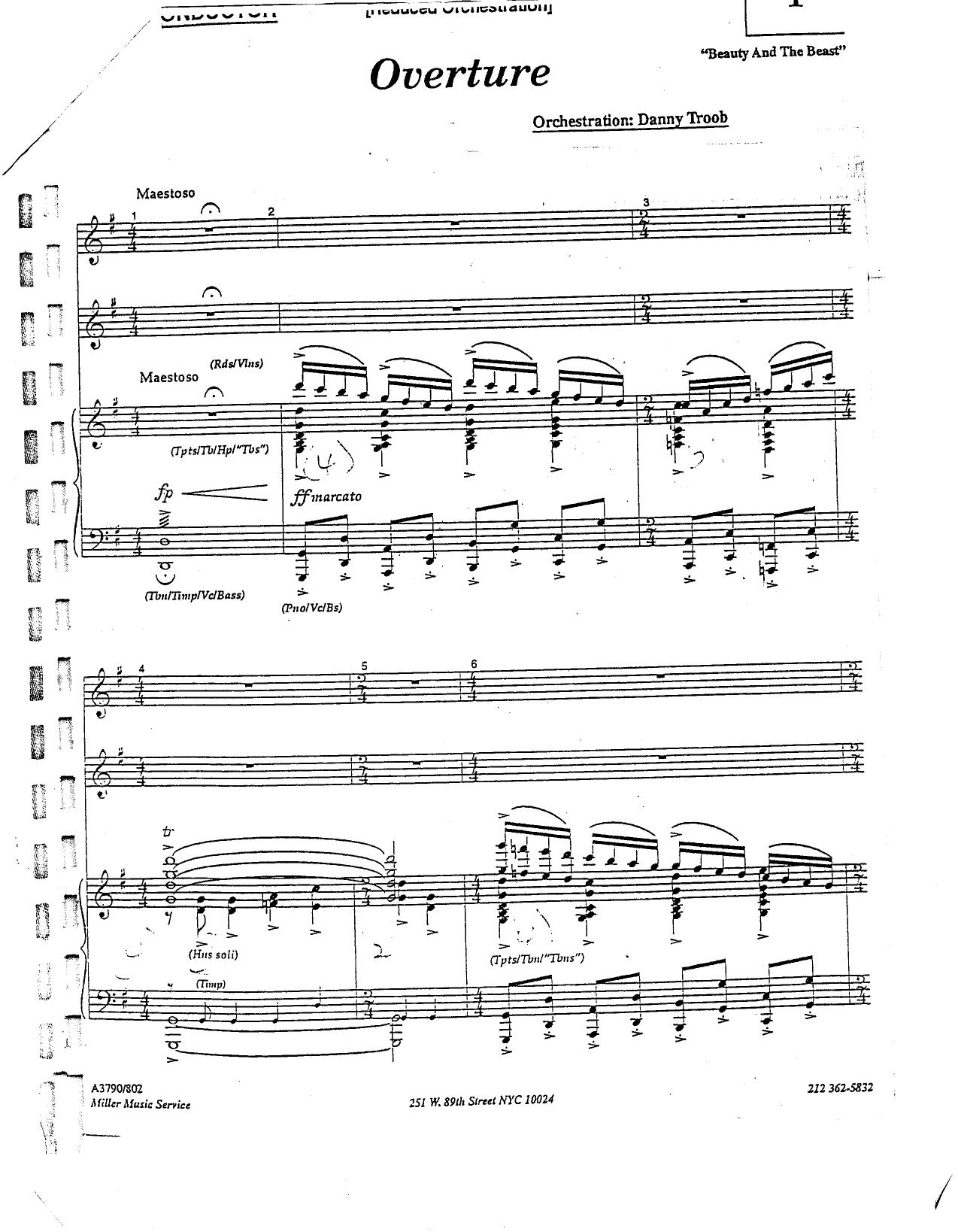 Musical by Beauty & the Beast (Piano Conductor's Score)