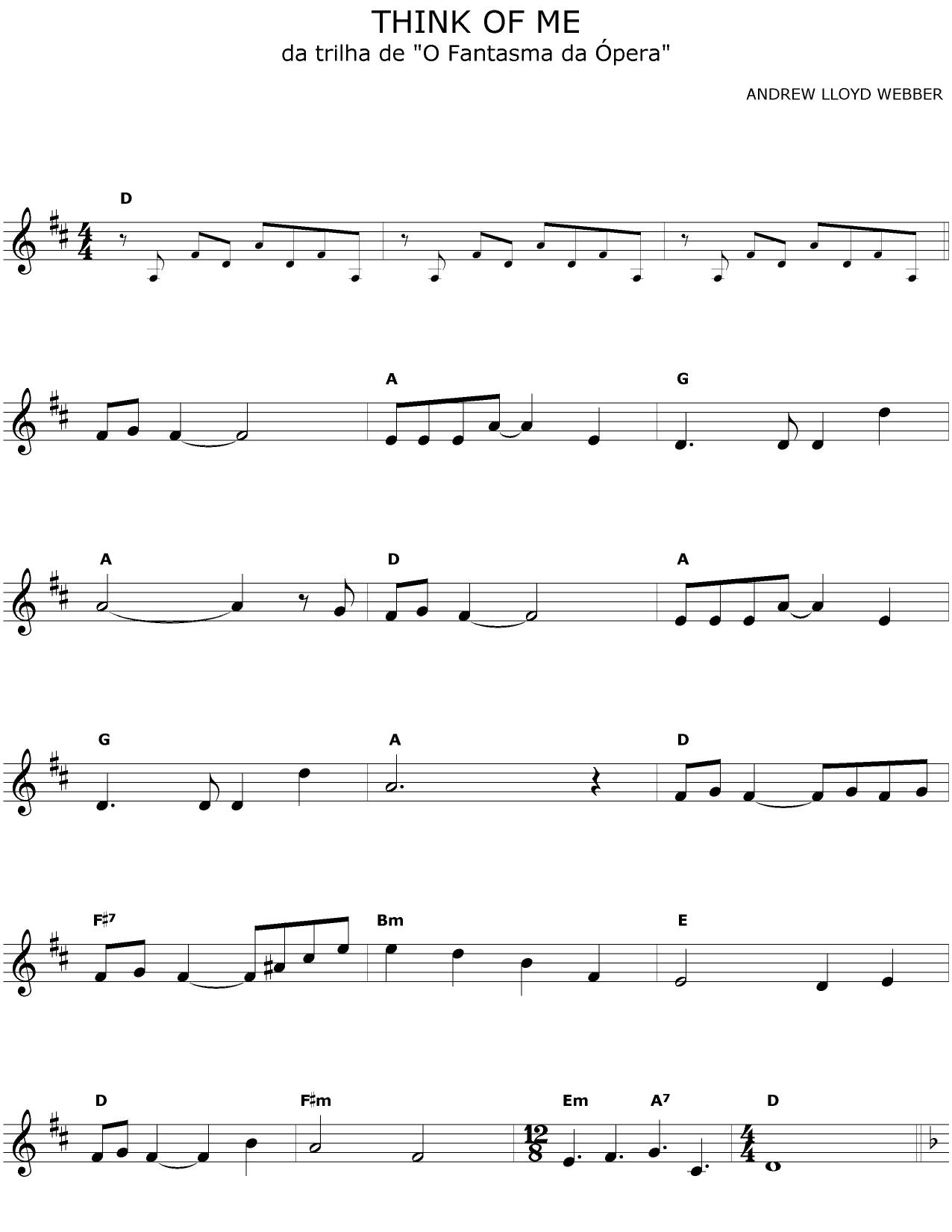 Musical by FANTASMA DA OPERA Think of me (Webber)