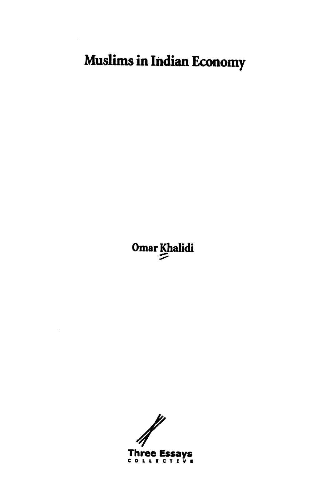 Muslims in Indian Economy by Omar Khalidi