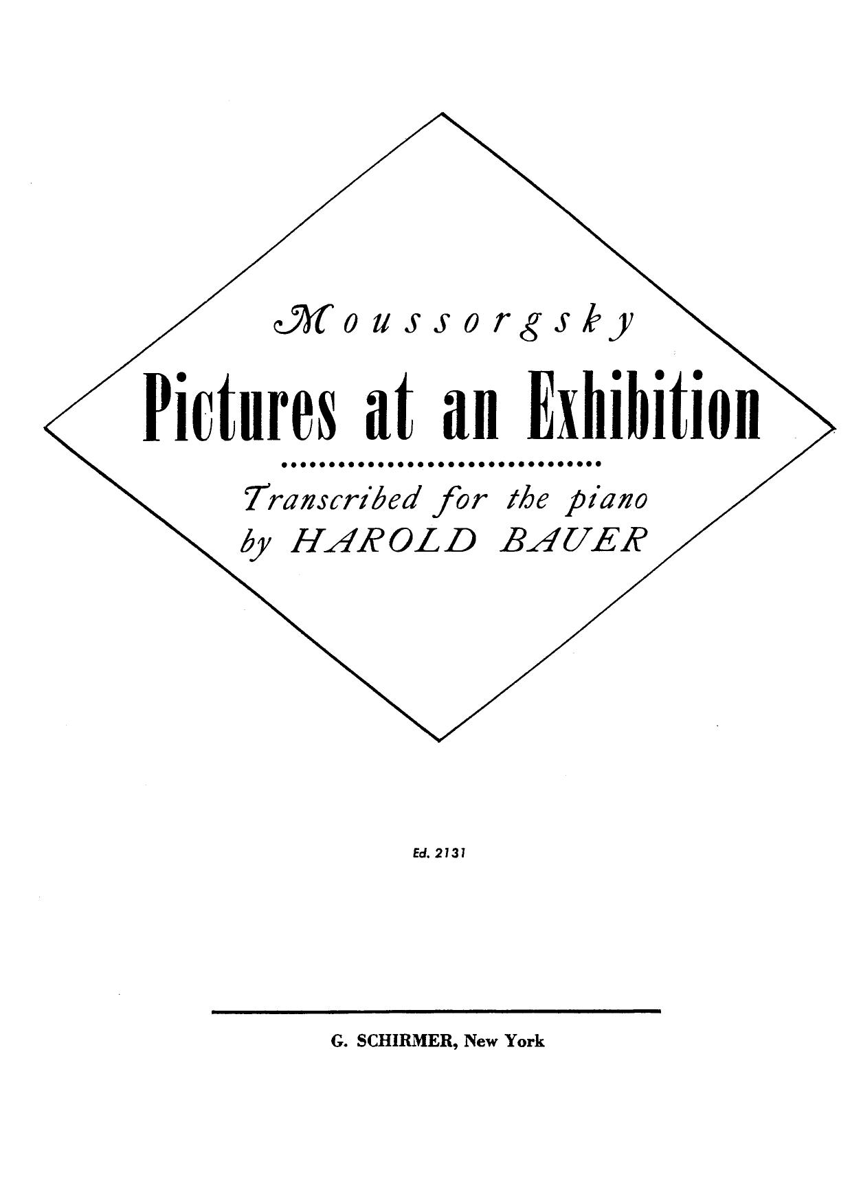 Mussourgsky Pictures at an Exhibition Piano Score by unknow