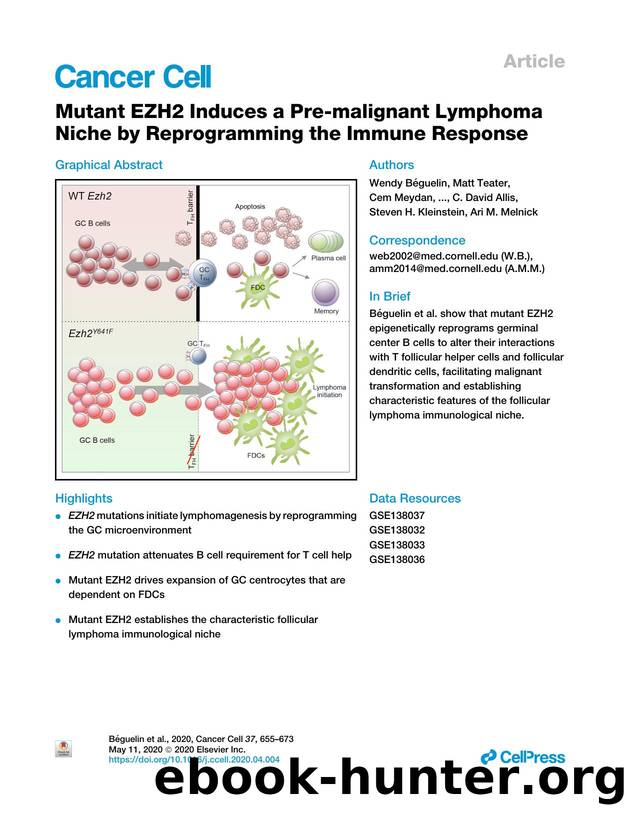 Mutant EZH2 Induces a Pre-malignant Lymphoma Niche by Reprogramming the Immune Response by unknow
