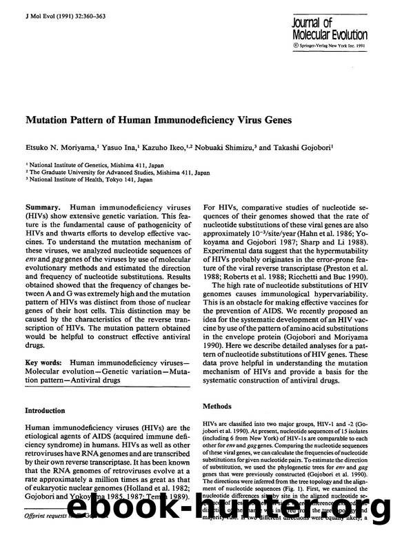 Mutation pattern of human immunodeficiency virus genes by Unknown