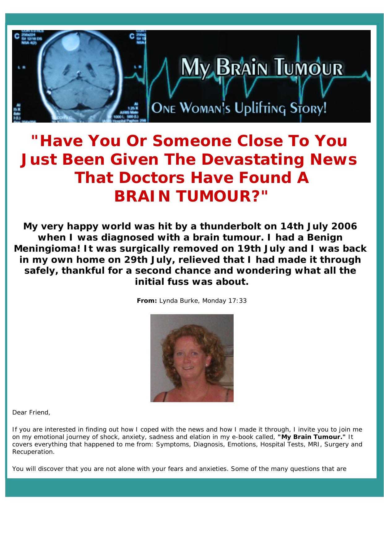 My Brain Tumour (One Womans Uplifting Story). by Best of Kuszter's Collection