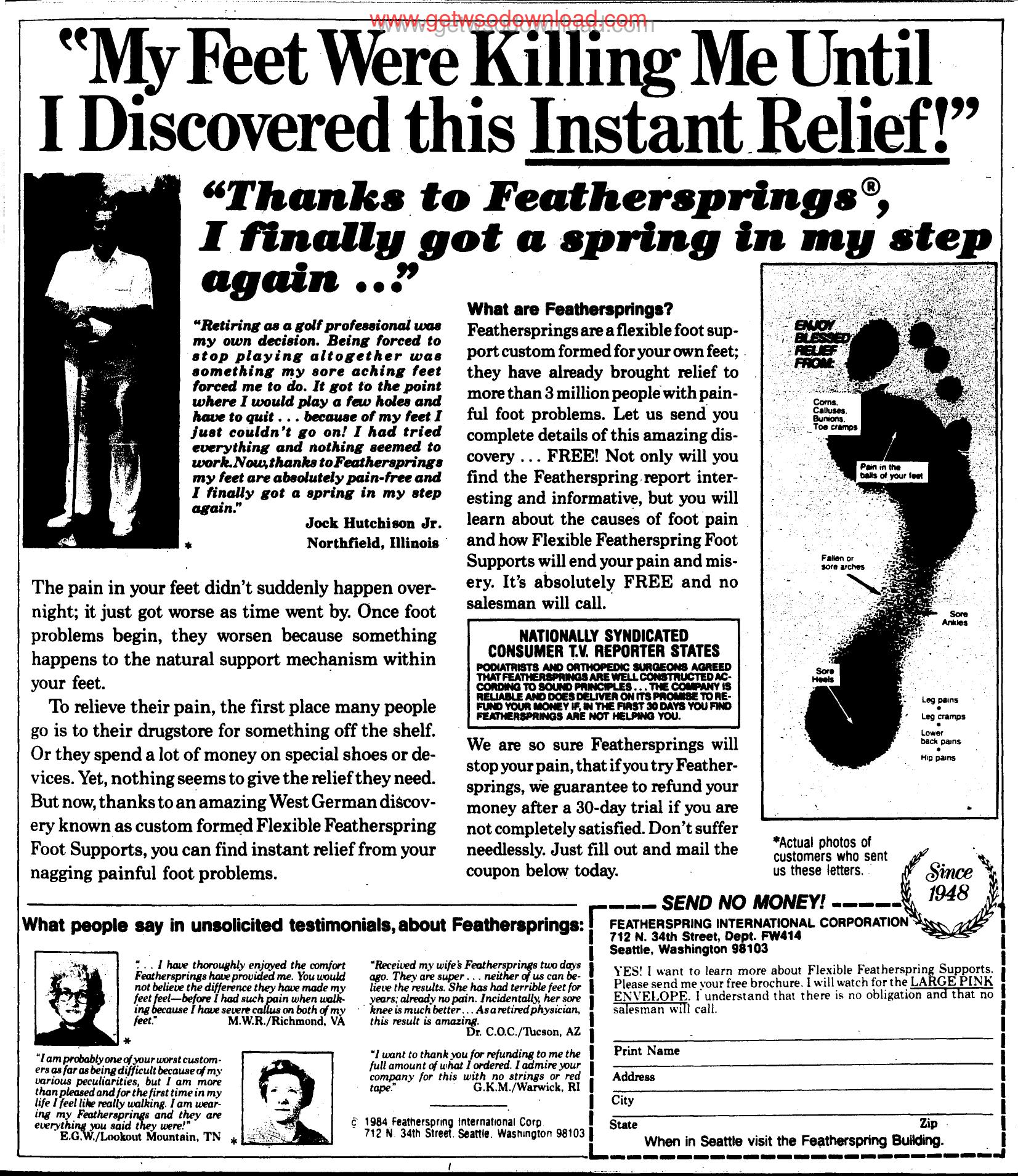My Feet Were Killing Me Until I Discovered this Instant Relief by Copyright 2010 Heritage Microfilm Inc. & Newspaperarchive.com