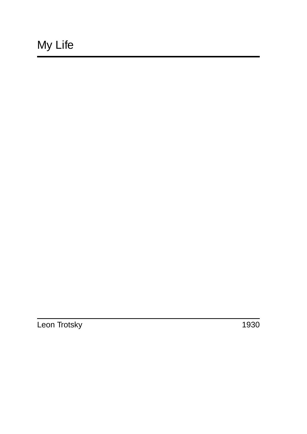 My Life by Leon Trotsky