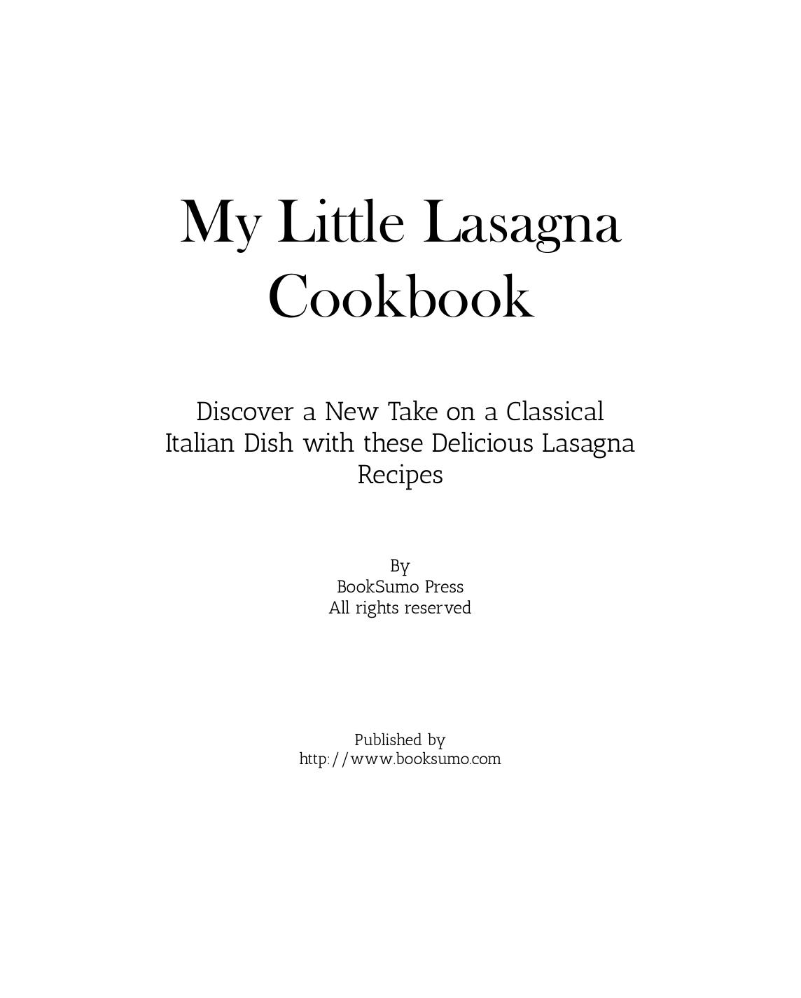 My Little Lasagna Cookbook by Unknown