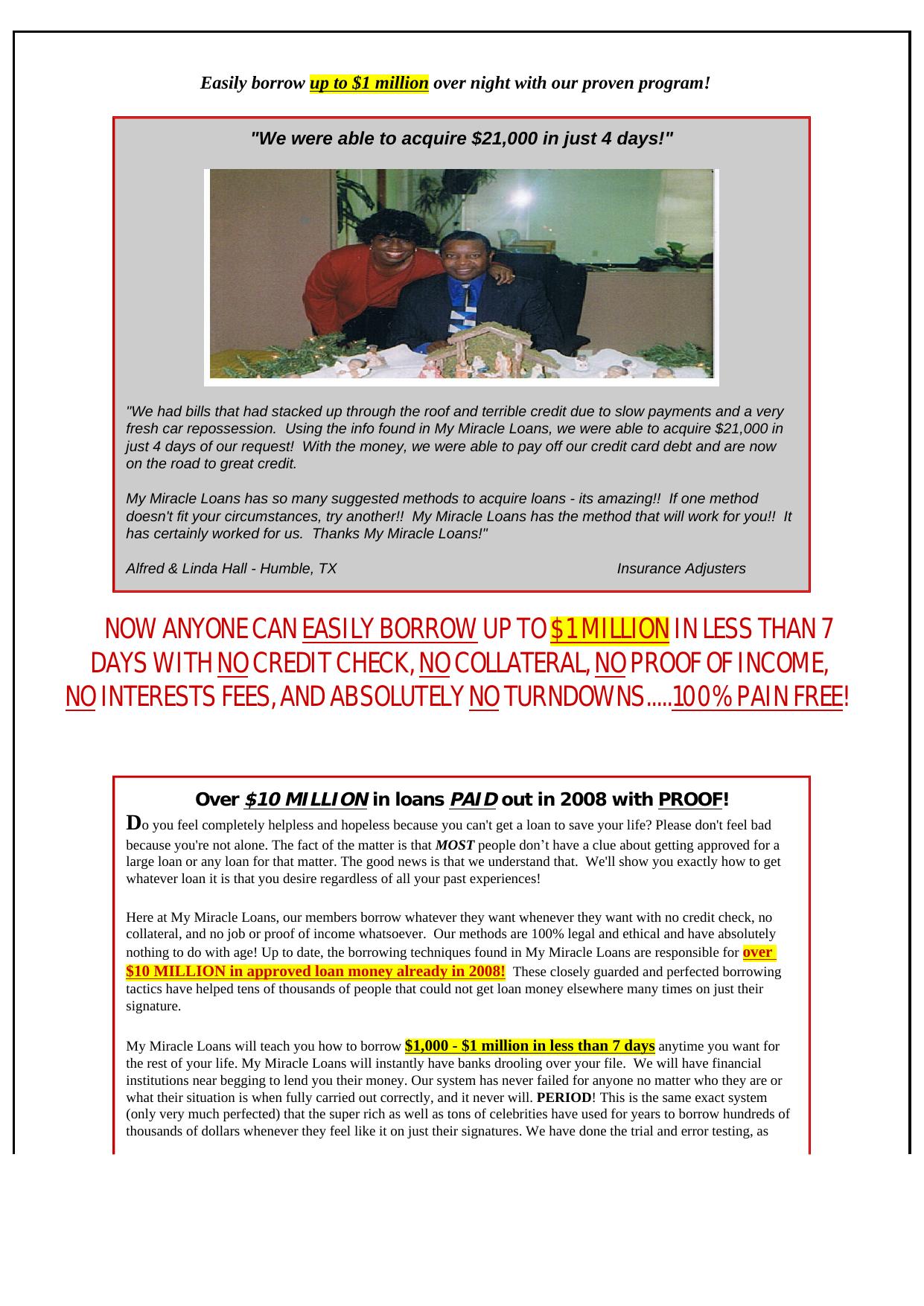 My Miracle Loans - CBs #1 Converting Loan Program. by Best of Kuszter's Collection