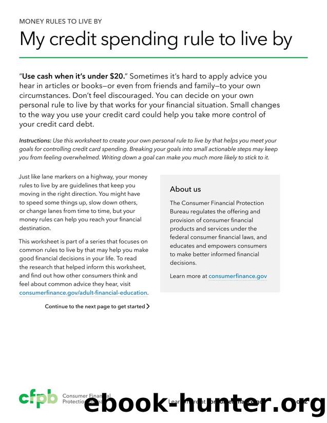 My credit spending rule to live by by Consumer Financial Protection Bureau