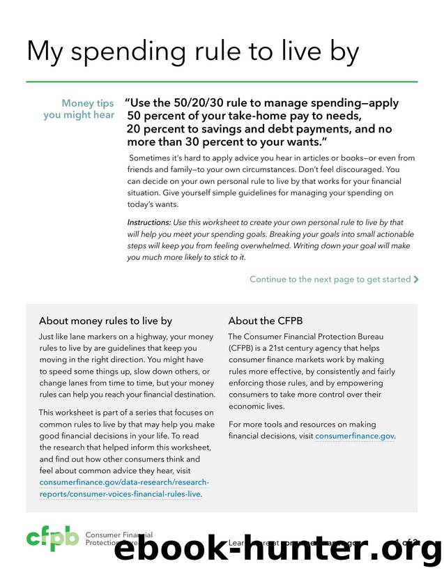 My spending rule to live by by The Consumer Financial Protection Bureau