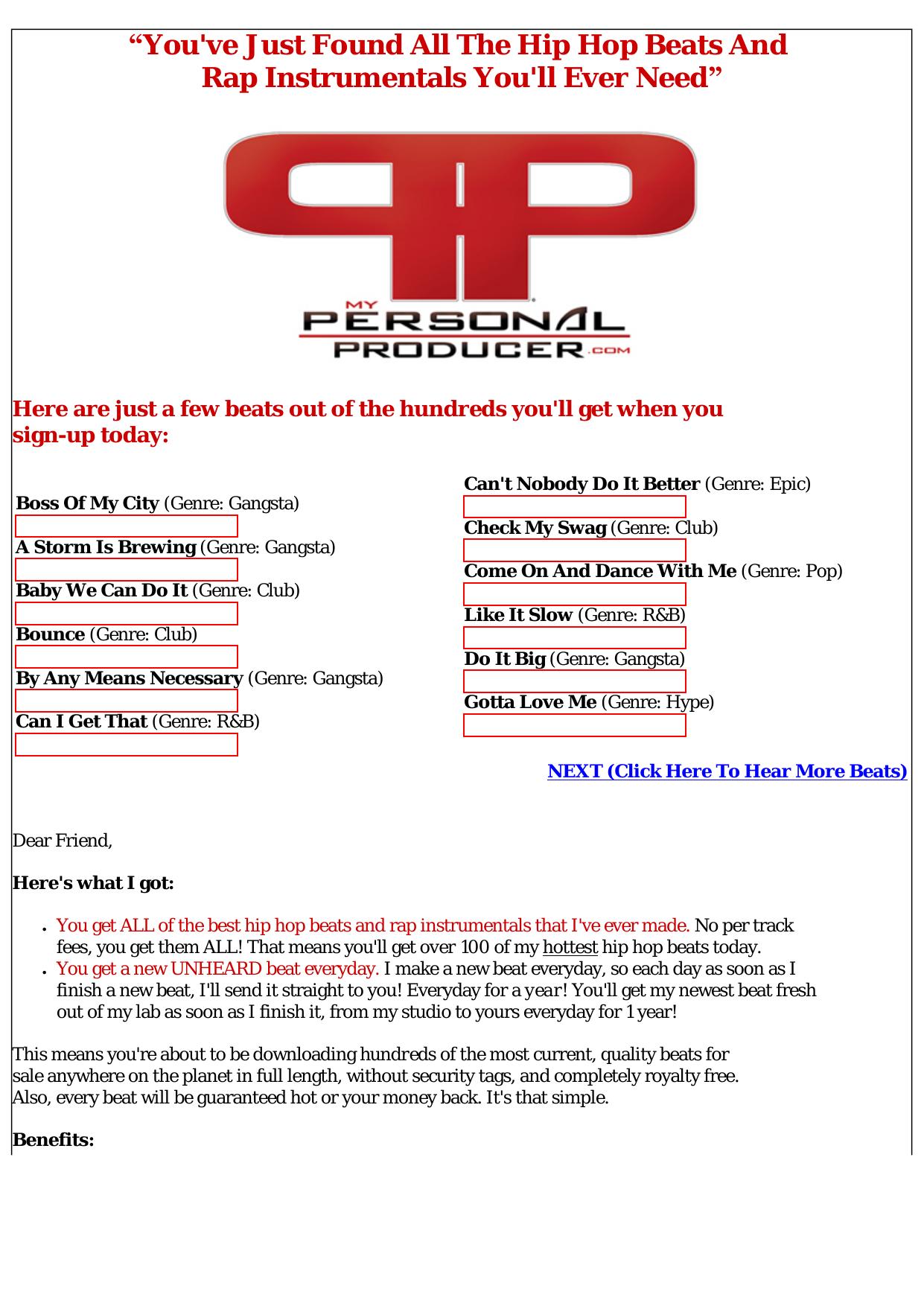 MyPersonalProducer.com - 100+ Hip Hop Beats For The Price Of 1. by Best of Kuszter's Collection