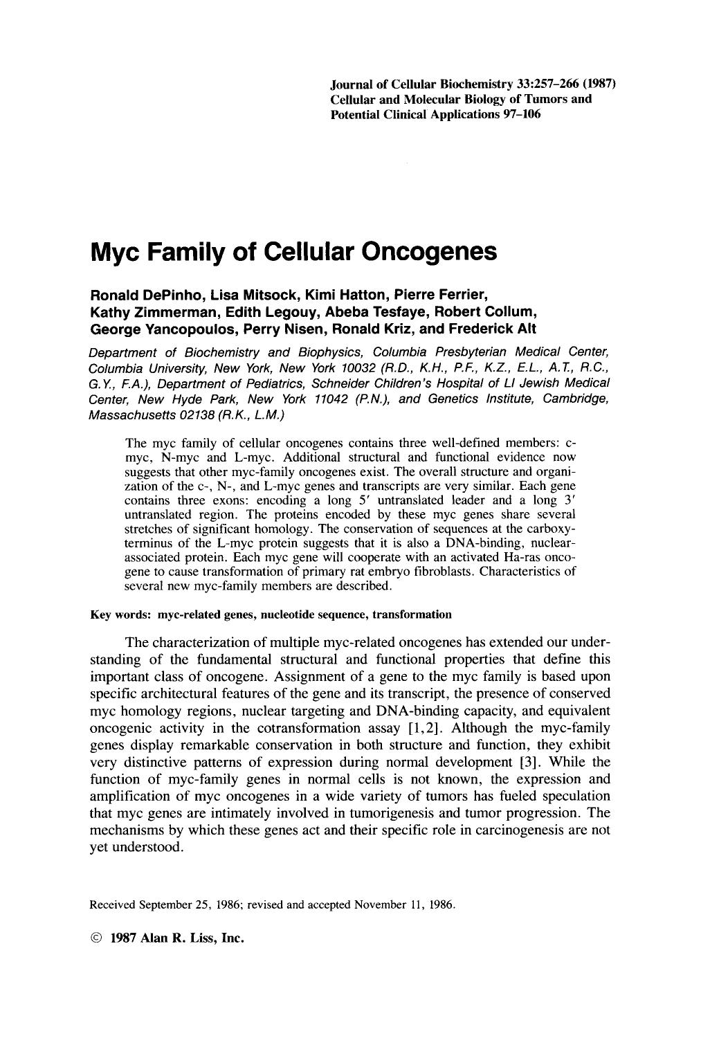 Myc family of cellular oncogenes by Unknown