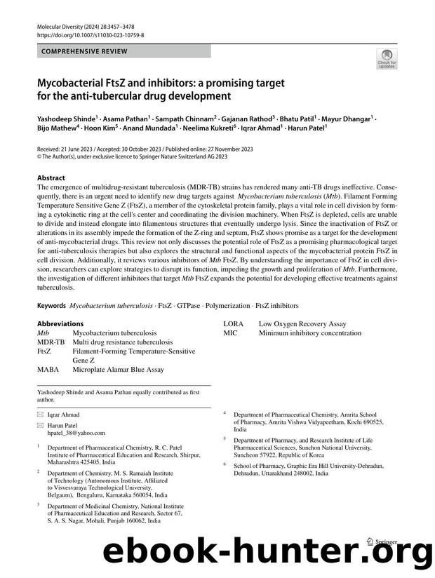 Mycobacterial FtsZ and inhibitors: a promising target for the anti-tubercular drug development by unknow