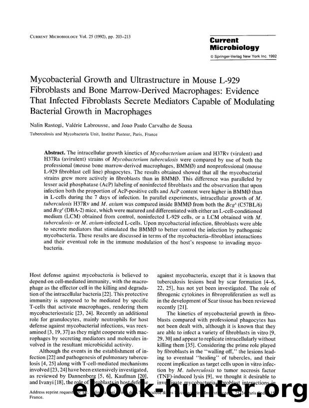 Mycobacterial growth and ultrastructure in mouse L-929 fibroblasts and bone marrow-derived macrophages: Evidence that infected fibroblasts secrete mediators capable of modulating b by Unknown